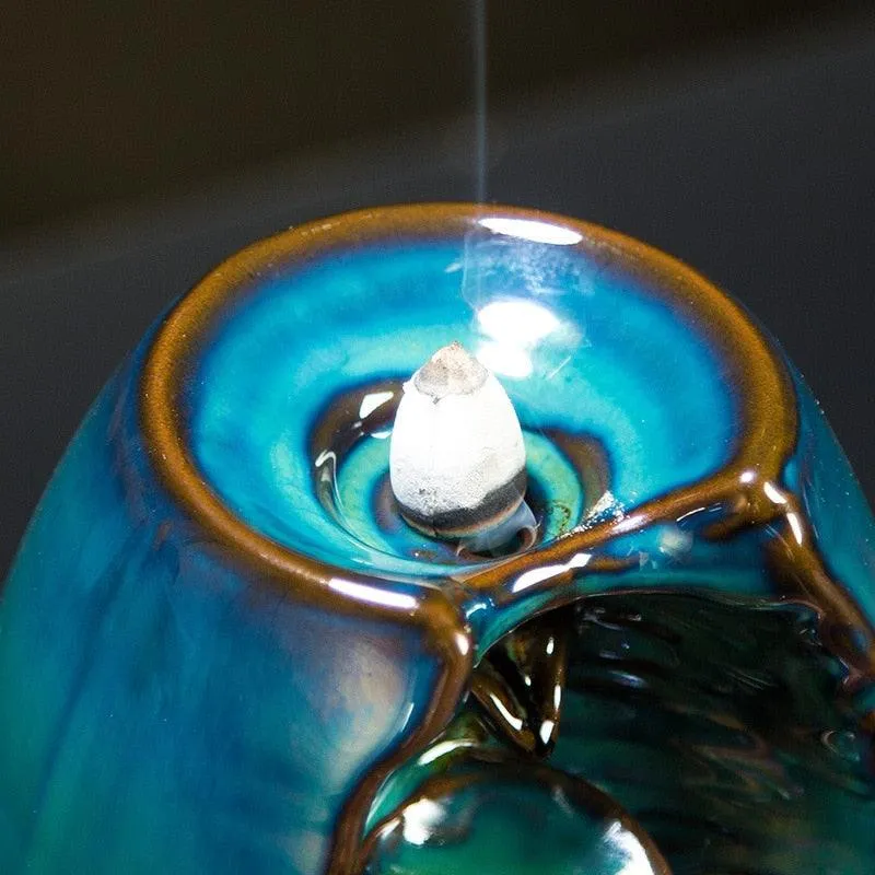 'The Waterfall' Ceramic Incense Holder - Aqua