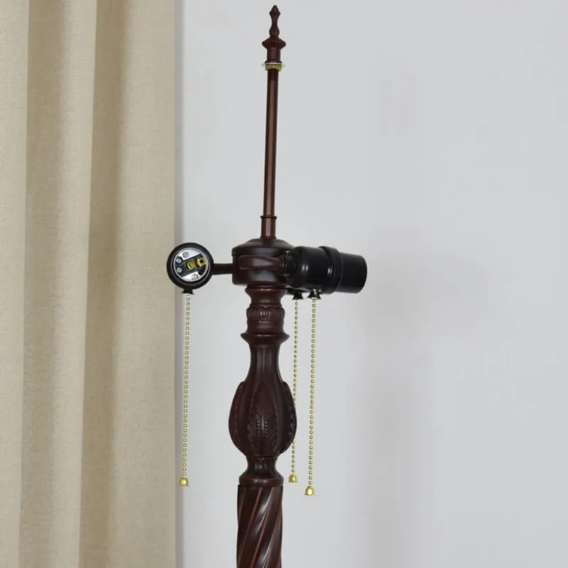 Tiffany Creative Stained Glass Jade Rose Decorated 3-Light Standing Floor Lamp