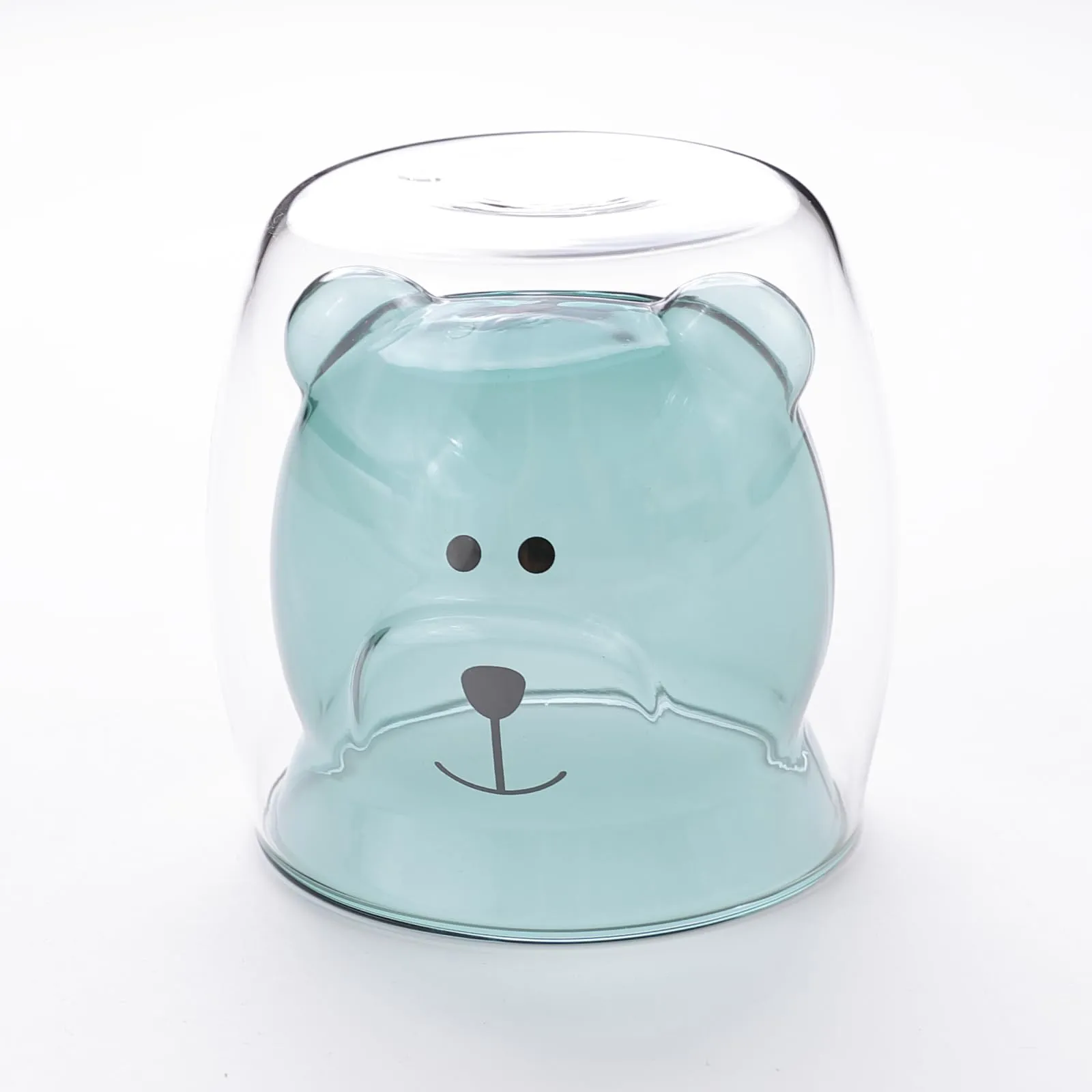UMAI Cute Teddy Bear Glass Mug Set of 2 I Double Walled Borosilicate 250ml I Transparent I Microwave Safe I Scratch Proof I Coffee Mugs for Couples I Blue I Gift for Friends, Family and Loved Ones