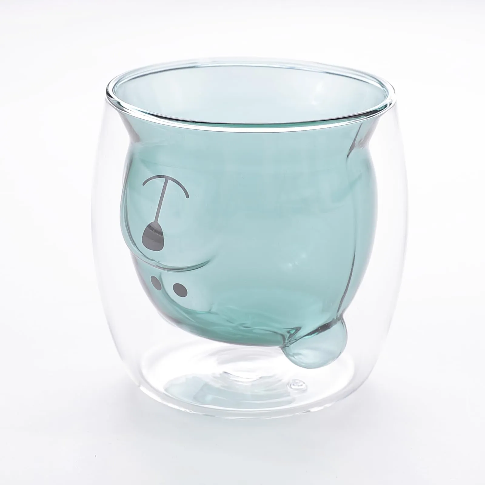 UMAI Cute Teddy Bear Glass Mug Set of 2 I Double Walled Borosilicate 250ml I Transparent I Microwave Safe I Scratch Proof I Coffee Mugs for Couples I Blue I Gift for Friends, Family and Loved Ones