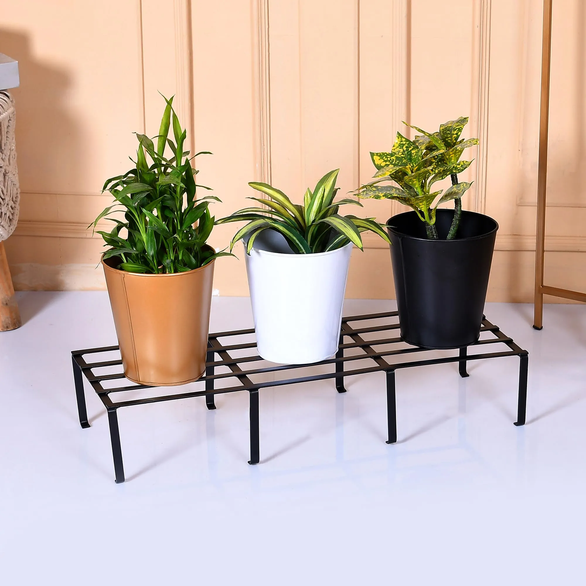 Urbane Home Planter | Gamla Stand for Home | Planter Stand for Garden | Planter Pot Stand for Outdoor | Plant Stand for Home and Garden | Rectangular Balcony Flower Stand | 1159 | Black
