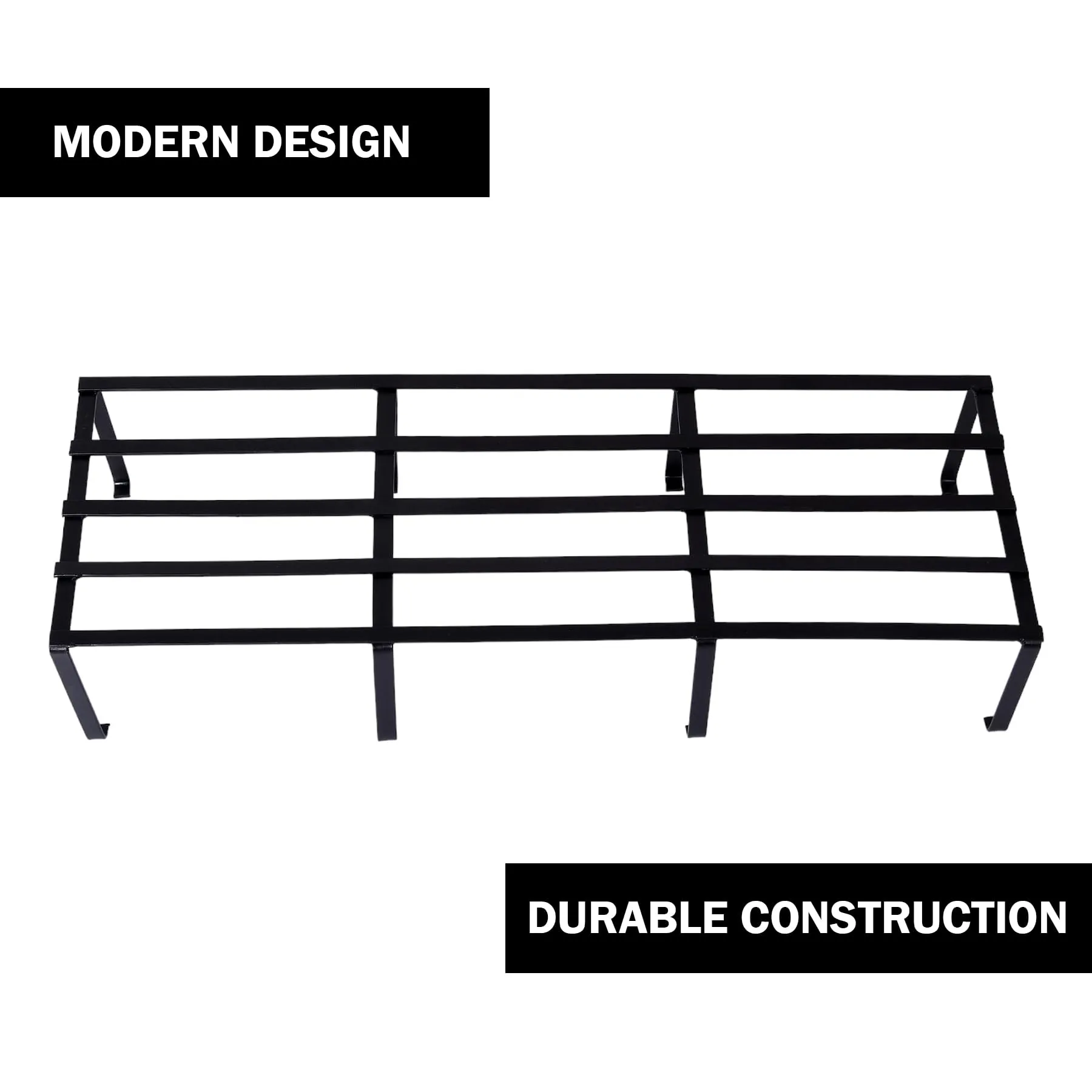 Urbane Home Planter | Gamla Stand for Home | Planter Stand for Garden | Planter Pot Stand for Outdoor | Plant Stand for Home and Garden | Rectangular Balcony Flower Stand | 1159 | Black