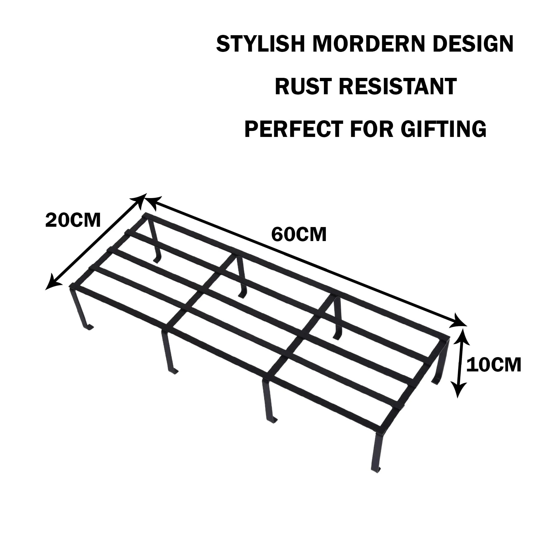 Urbane Home Planter | Gamla Stand for Home | Planter Stand for Garden | Planter Pot Stand for Outdoor | Plant Stand for Home and Garden | Rectangular Balcony Flower Stand | 1159 | Black