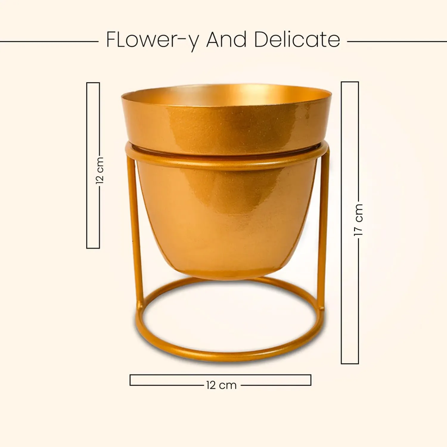 Urbane Home Planter | Home Décor Flowers Pot | Flower Planter for Office Décor | Balcony Flower Pot | Decorative Planter Basket | Desktop Planter with Golden Stand | 1129-C | Gold