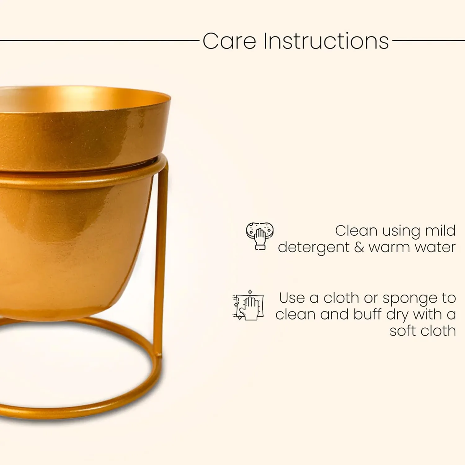 Urbane Home Planter | Home Décor Flowers Pot | Flower Planter for Office Décor | Balcony Flower Pot | Decorative Planter Basket | Desktop Planter with Golden Stand | 1129-C | Gold