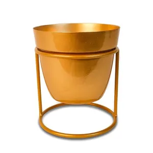 Urbane Home Planter | Home Décor Flowers Pot | Flower Planter for Office Décor | Balcony Flower Pot | Decorative Planter Basket | Desktop Planter with Golden Stand | 1129-C | Gold