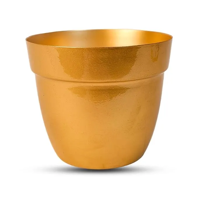 Urbane Home Planter | Home Décor Flowers Pot | Flower Planter for Office Décor | Balcony Flower Pot | Decorative Planter Basket | Desktop Planter with Golden Stand | 1129-C | Gold