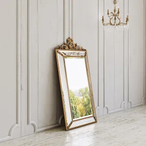 Villecerf Mirror, French Gilt Gold Mirror with Intricate Carvings