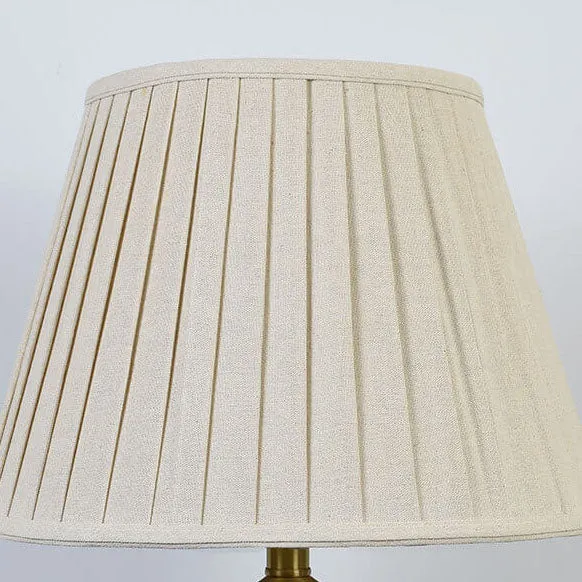 Vintage Chinese Round Ceramic Print Pleated Lampshade 1-Light Table Lamp