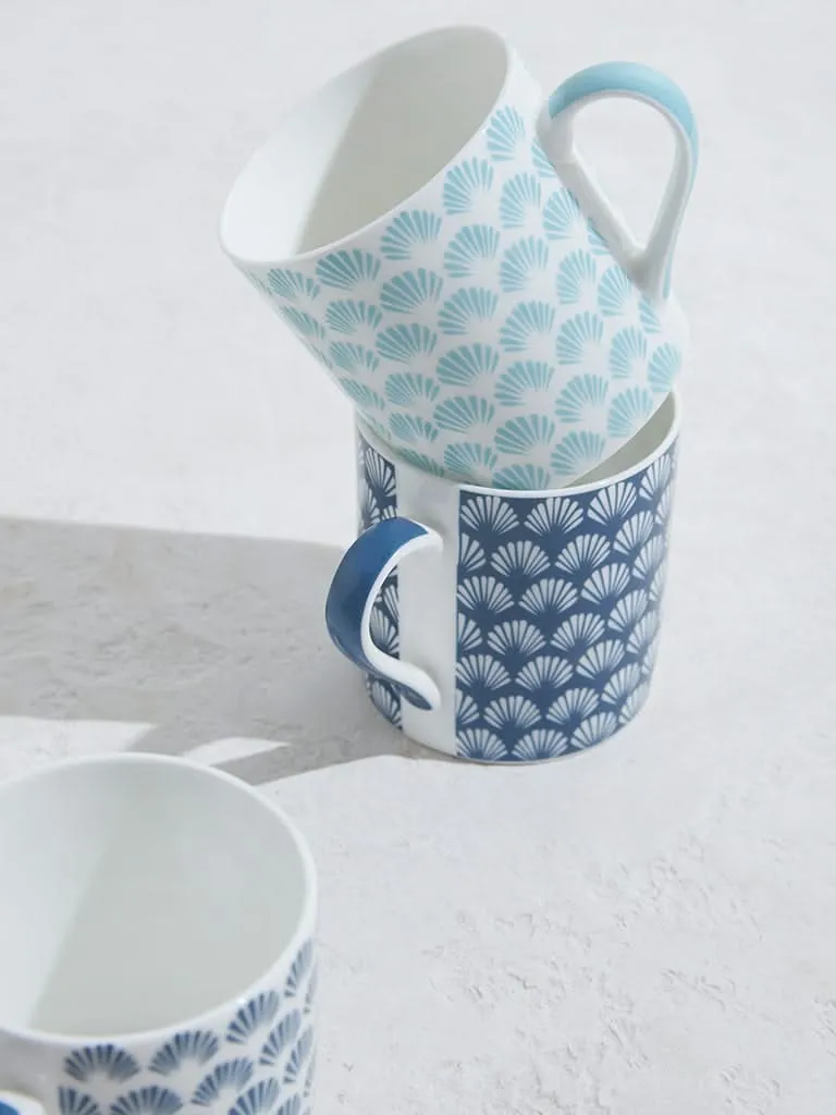 Westside Home Indigo & Aqua Shell Design Mug (Set of 4)