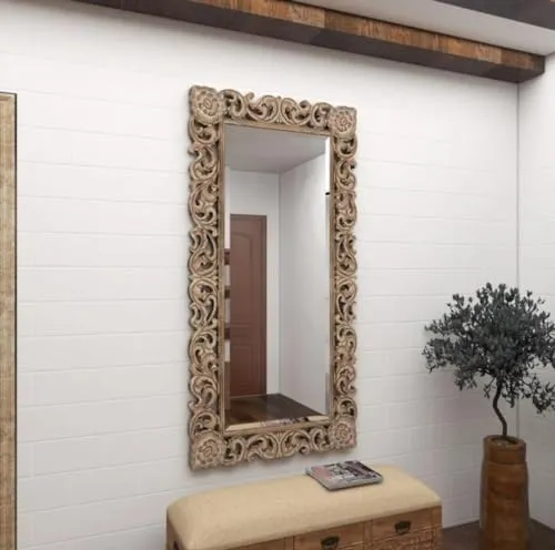 WILDWOOD Wooden Wall Mirror Frame | Wall Mounted | for Bedroom Home Decor| Living Room | Wall Hanging | (36"x72")(Only Frame without Mirror)(Natural Finish)