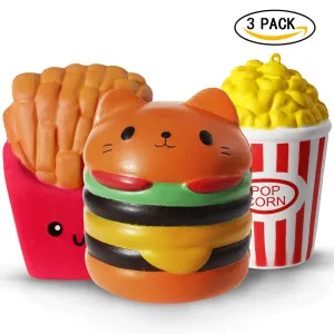 YIWA PU Simulation Hamburger Fries Fun Stress Relief Toy